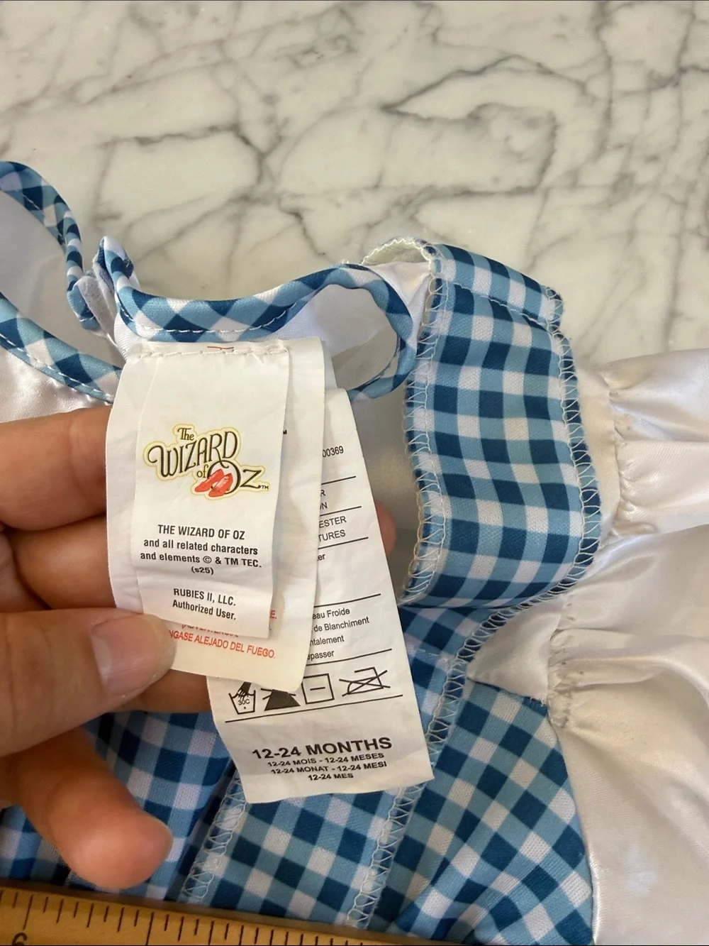 Blue Gingham Pinafore Dorothy Costume Dress Sz 12-24 Mo Wizard of Oz
